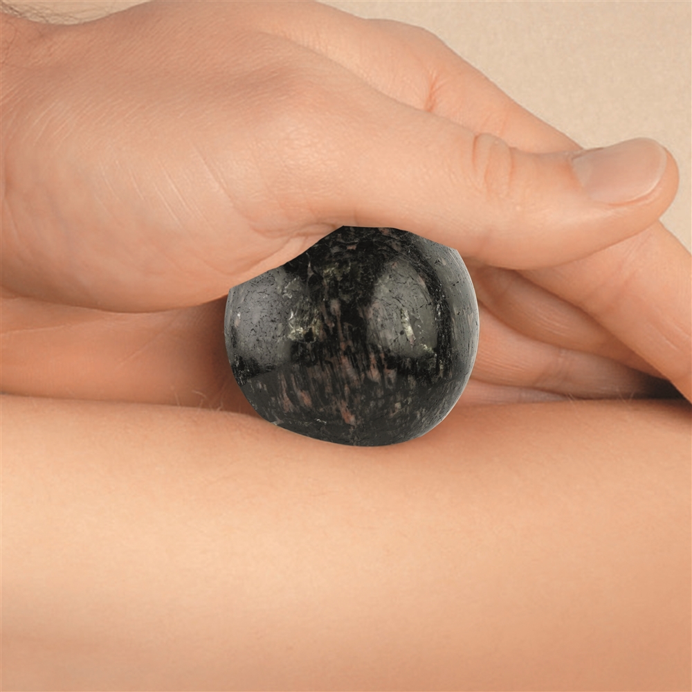 Massage-Kugel Schörl (stab.), 4,0cm, in Geschenkdose