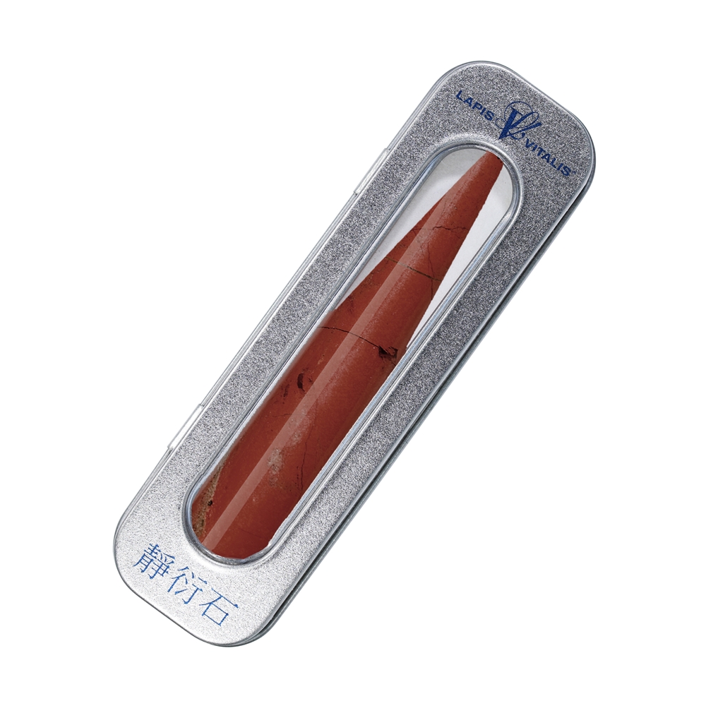 Massagegriffel Jaspis (rot) dick, in Geschenkdose