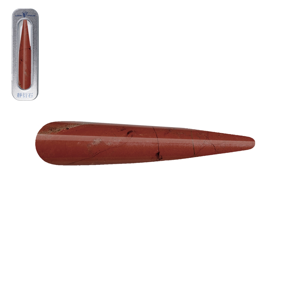 Massagegriffel Jaspis (rot) dick, in Geschenkdose