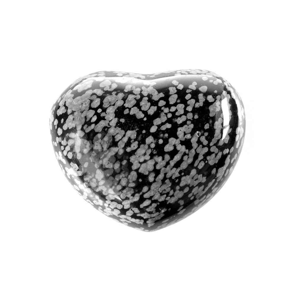 Heart bulbous, obsidian (snowflake obsidian), 5,5cm