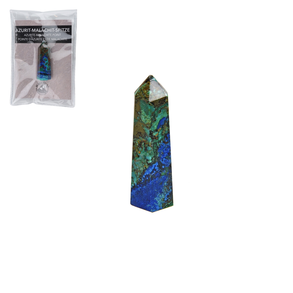 Point polished Azurite Malachite, 4,0 - 4,5cm, with insert in pouch