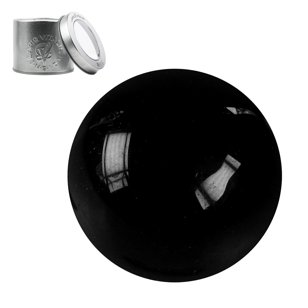 Massage-Kugel Obsidian (schwarz), 4,0cm, in Geschenkdose