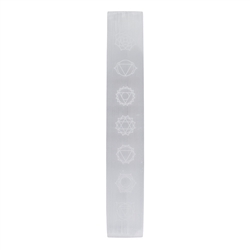 0528905010 Stab Selenit mit Chakra-Symbolen, 20cm | Edelsteine, Heilsteine & Schmuck-Handel