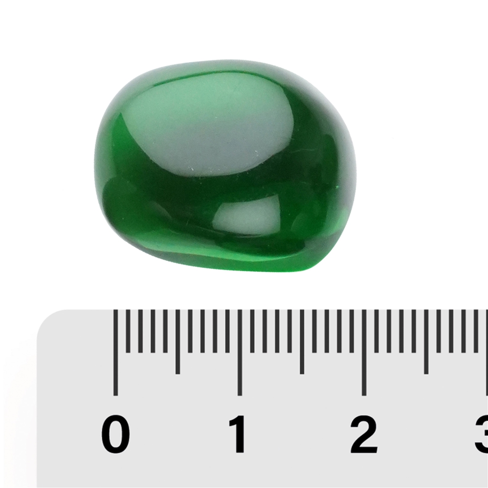 Trommelsteine Vulkanglas grün (synth.), 2,0 – 2,5cm (100g/VE)