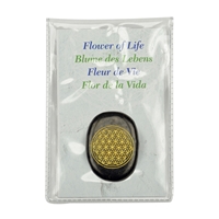 Disque de schungite "Fleur de vie" doré, 4,0cm, en pochette