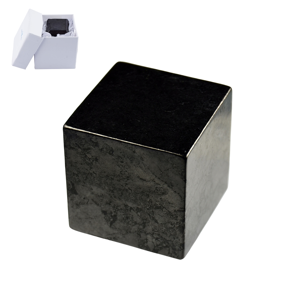 Cubo di shungite (stab.), 04 cm, in confezione regalo