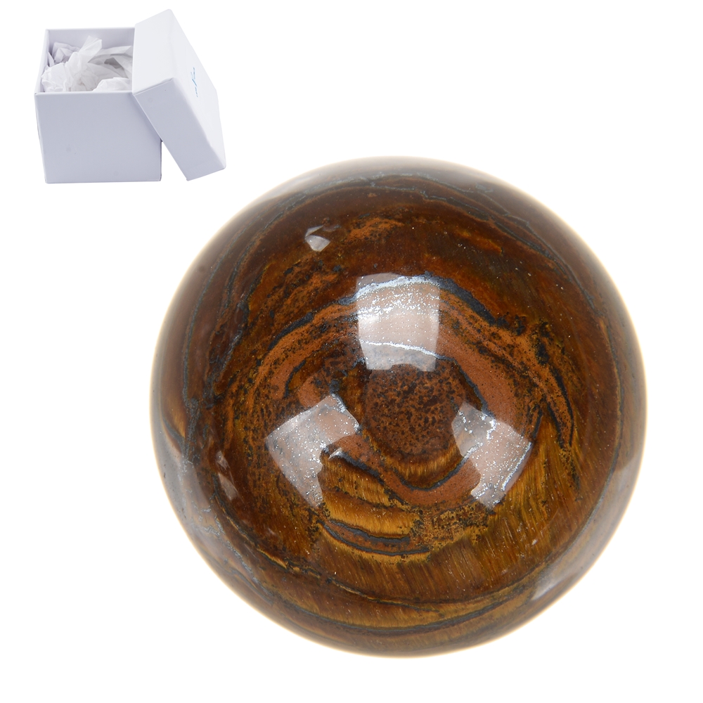 Palla da massaggio in diaspro occhio di tigre, 4,0 cm, in confezione regalo