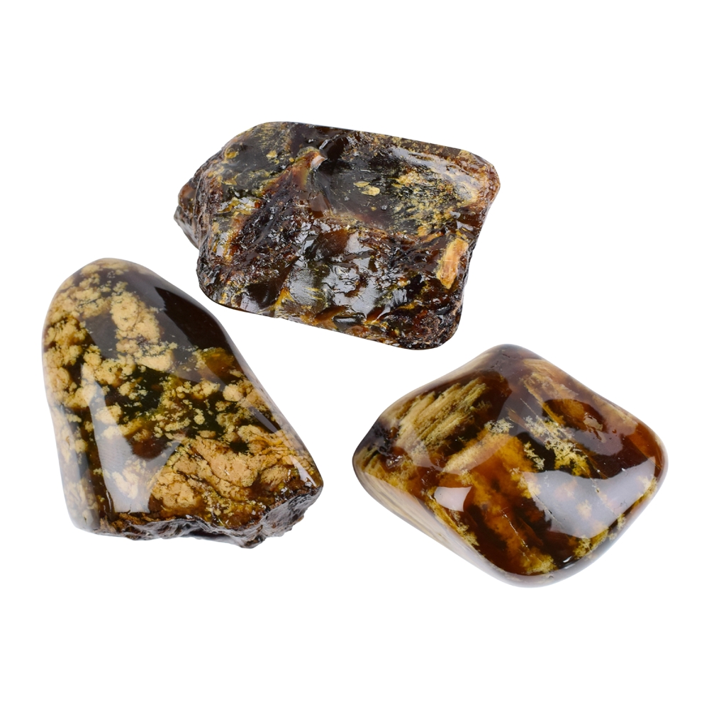 One side polished piece of Amber "Zebra Amber" (Indonesia) 05 - 07cm