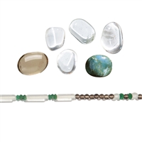 Glasses necklace "Sincerity & Harmony" (Emerald, Rock Crystal, Smoky Quartz)
