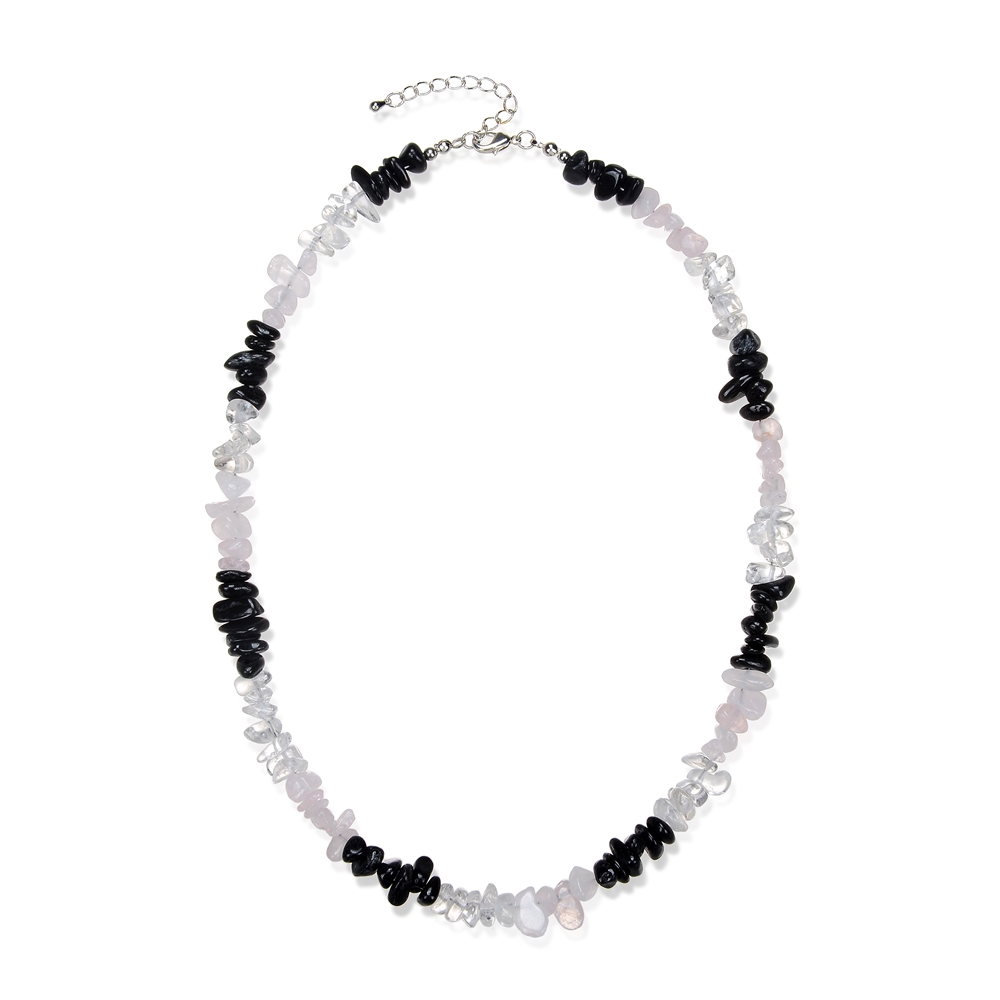 Necklace Baroque Combi Rock Crystal, Rose Quartz, Tourmaline (black) "Love-Clarity-Protection"