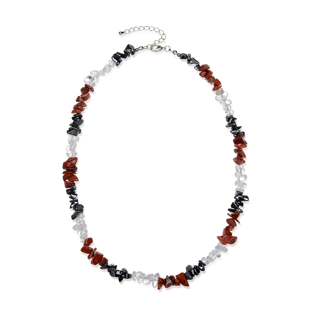 Collana barocca combinata Ematite, cristallo di rocca, diaspro (rosso) "Potenza ed energia