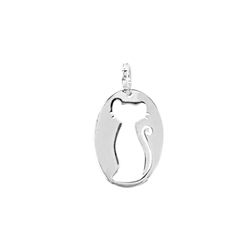 0600027002 Pendant cat silhouette, 4,0cm, rhodium plated | wholesaler gems & healing stones