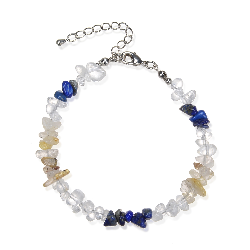 Bracelet baroque Cristal de roche, Lapis-lazuli, Quartz-Rutile "Sagesse & Inspiration"