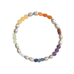 0600050921 Pulsera chakra "Perla", 19cm (elástica) | Marco Schreier