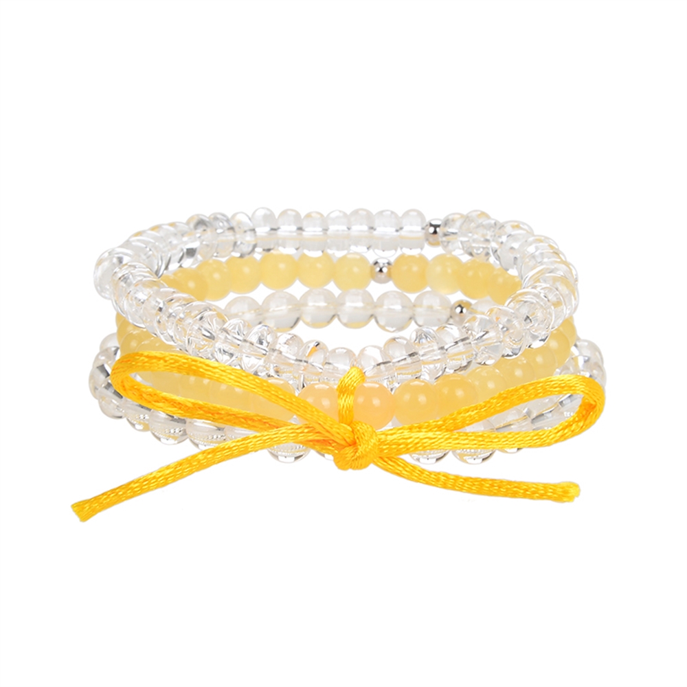  Set de bracelets "Sunny Day" (Cristal de roche, calcite orange), 18cm (moyen)