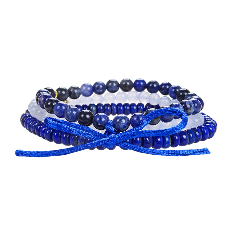  Set de bracelets "Communication" (Caldédo, Lapis-lazuli, Sodalite), 18cm (moyen)