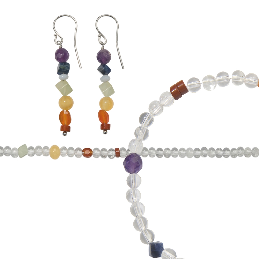 Set di gioielli Chakra "Crystal (orecchini, bracciale e collana)