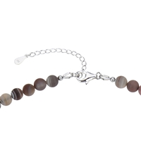 Chain agate, balls (6mm), rhodium plated, extension chain