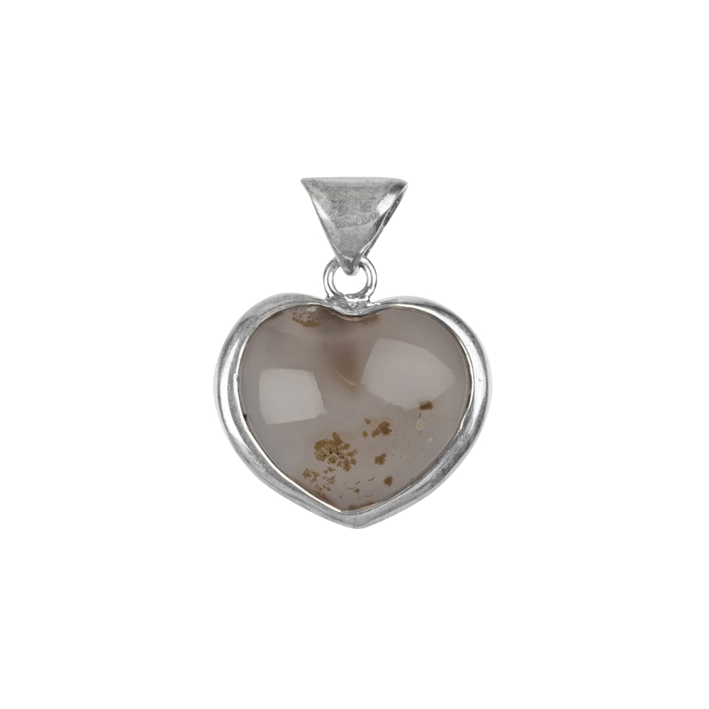 Ciondolo cuore agata con geode, montatura in argento, 4,5 cm