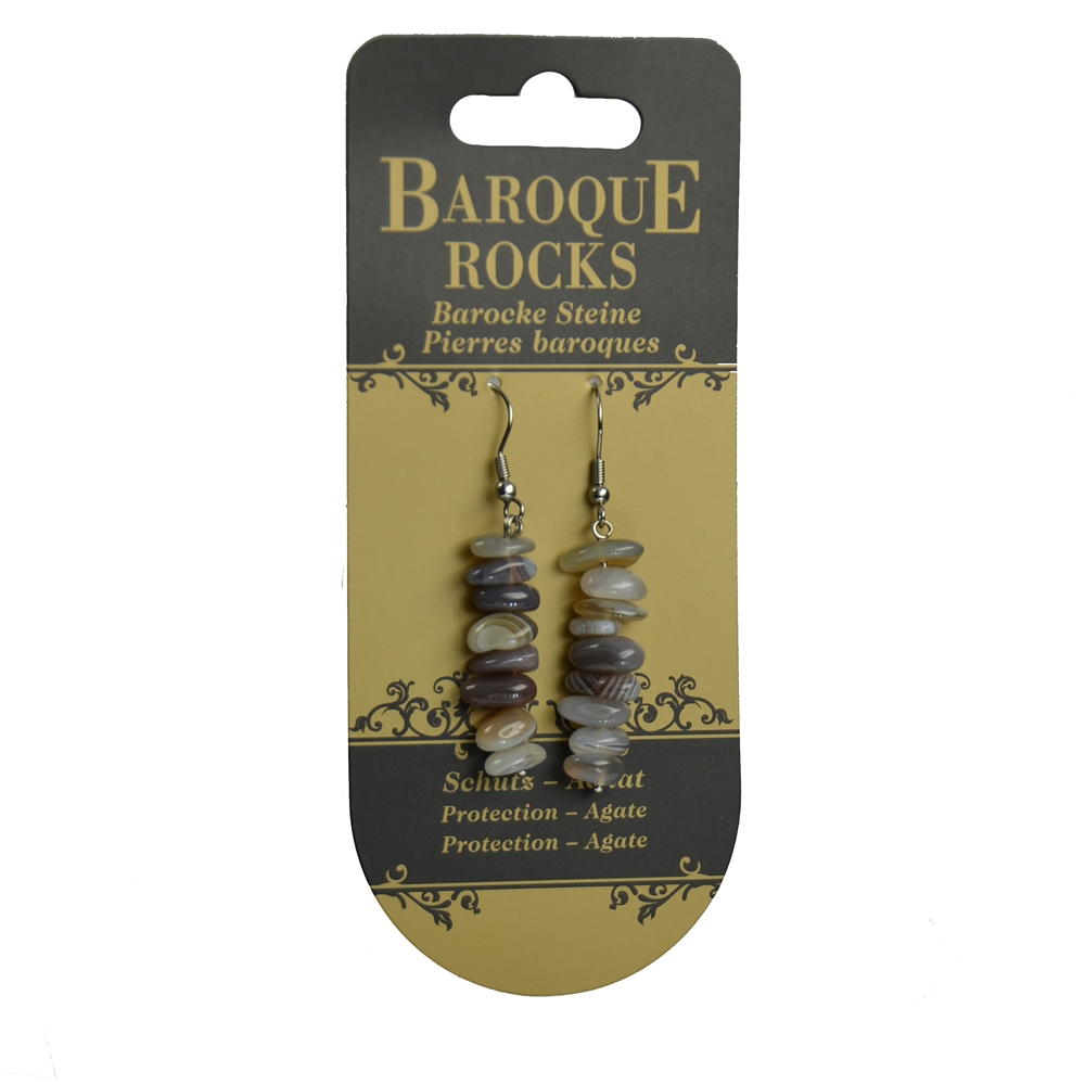 Boucles d'oreilles baroques Classic Agate "Protection", 1 rangée