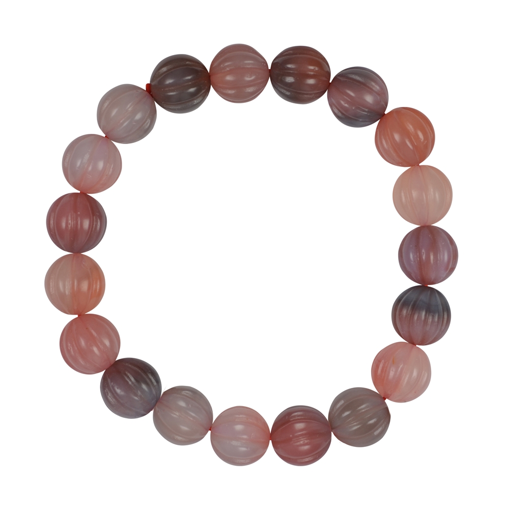 Bracelet, Agate (pink), 12mm beads "Pumpkin/Pumpkin