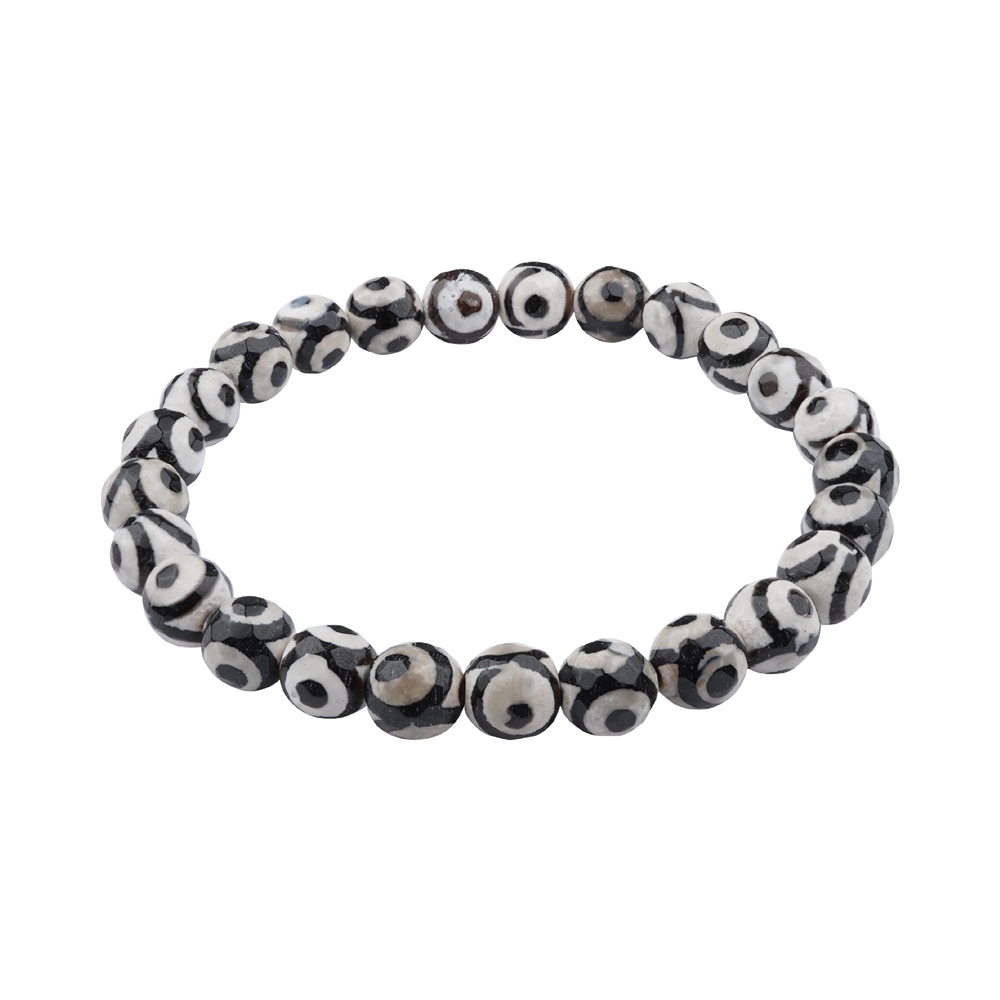 Bracelet, Agate (noir-blanc) yeux, 08mm boules