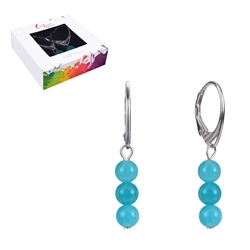 0601145442 Earrings Amazonite, 6mm balls, rhodium plated | wholesaler gems & healing stones