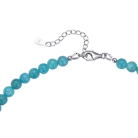 Bracelet Amazonite, 6mm beads, extension chain, rhodium plated