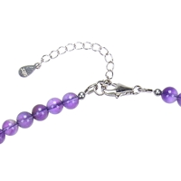 Chain amethyst, beads (6mm), rhodium plated, extension chain