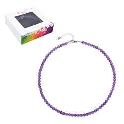 0601212206 Chain amethyst, beads (6mm), rhodium plated, extension chain | Marco Schreier