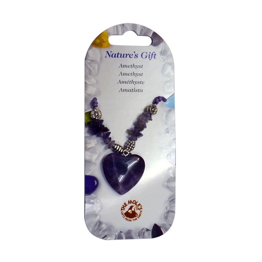 Heart necklace, amethyst, for floor stand