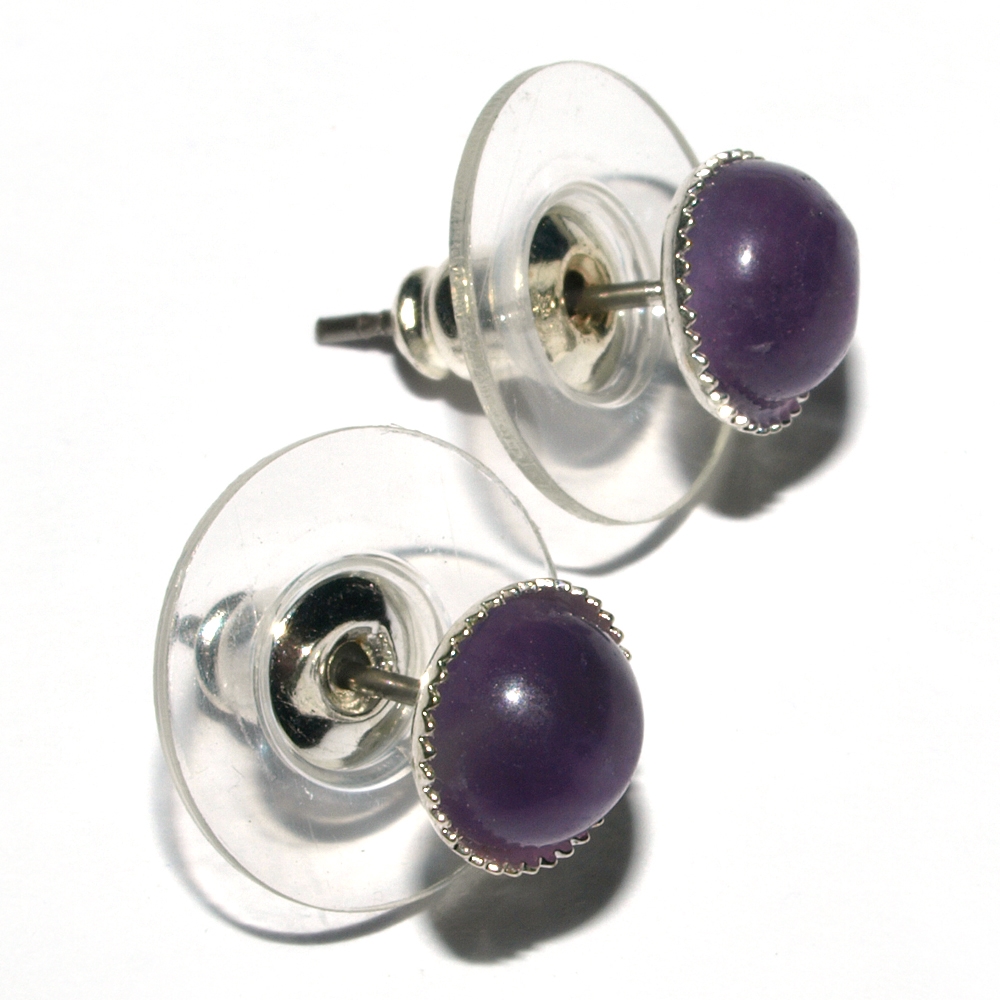 Earrings with Cabochons, amethyst, 06mm cabochon, for floor stand