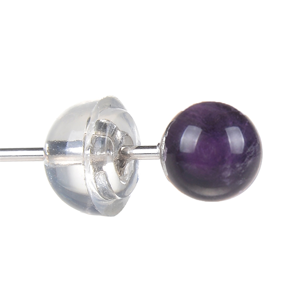 Ohrstecker Amethyst, Kugel, 4mm, rhodiniert