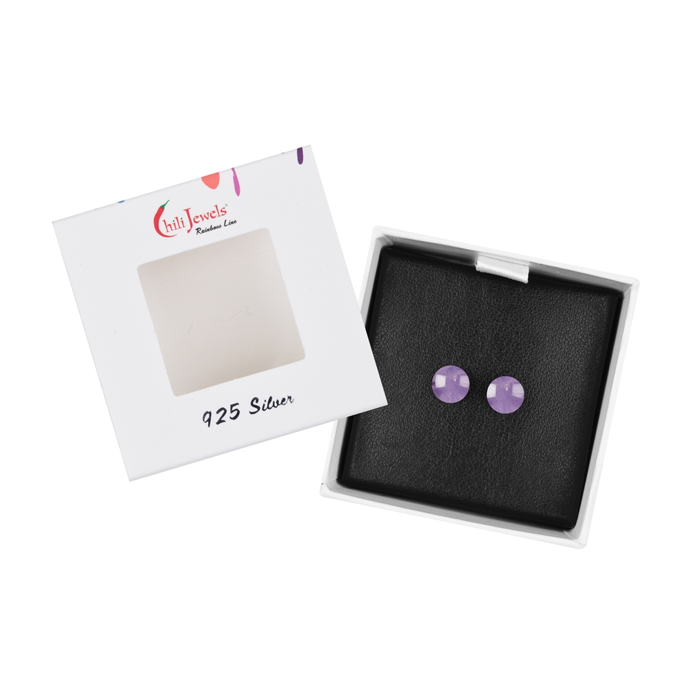 Ohrstecker Amethyst, Kugel, 6mm, rhodiniert