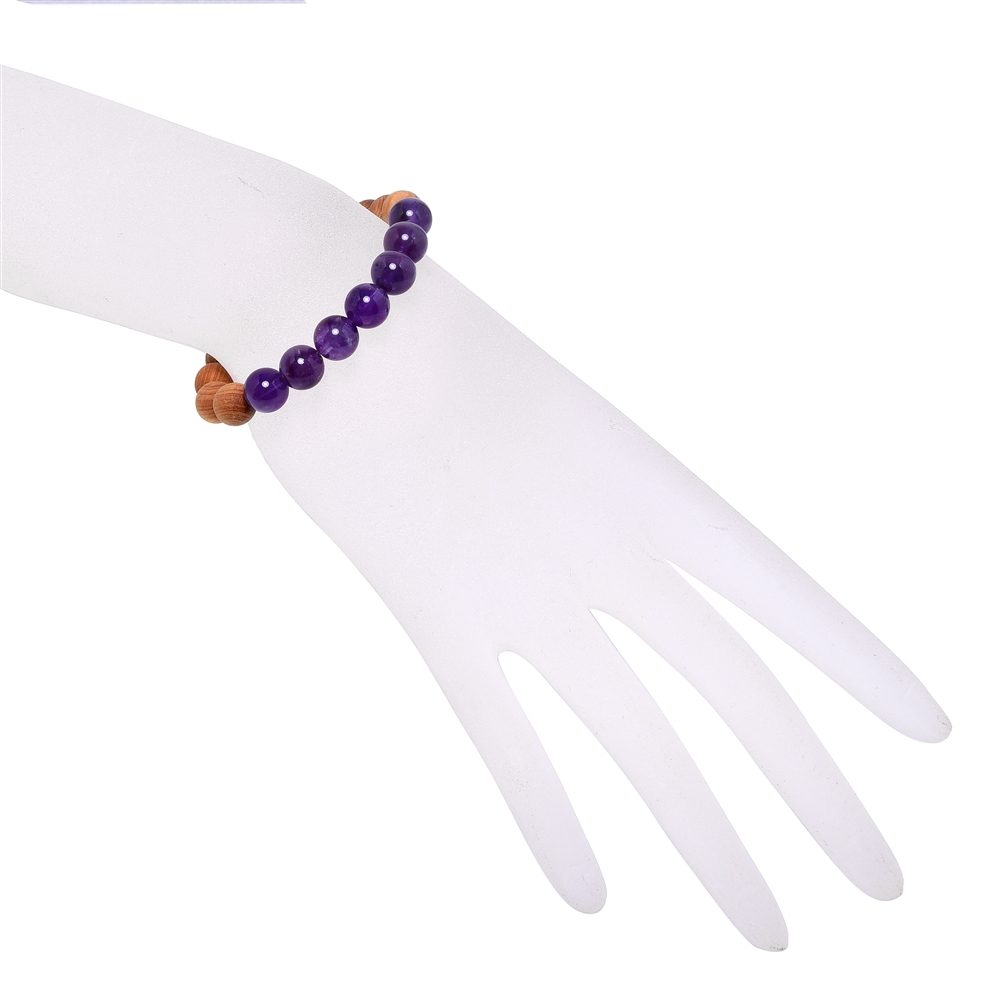 Armband, Amethyst, Sandelholz, 8mm, 17cm