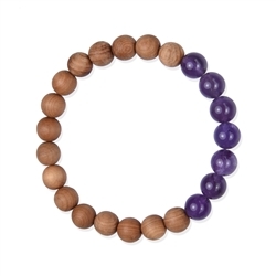 0601250160 Bracelet, amethyst, sandalwood, 8mm, 17cm | wholesaler gems & healing stones