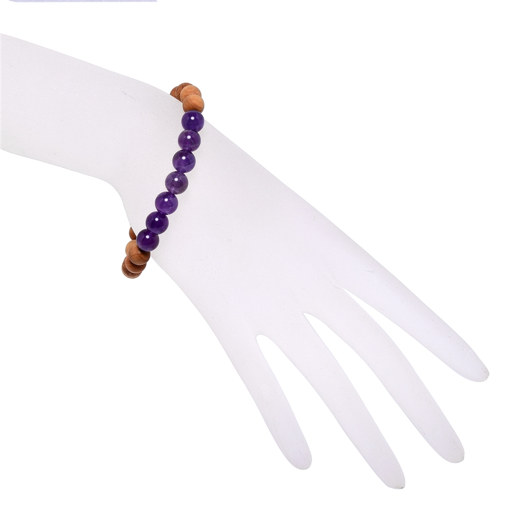 Armband, Amethyst, Sandelholz, 8mm, 20cm