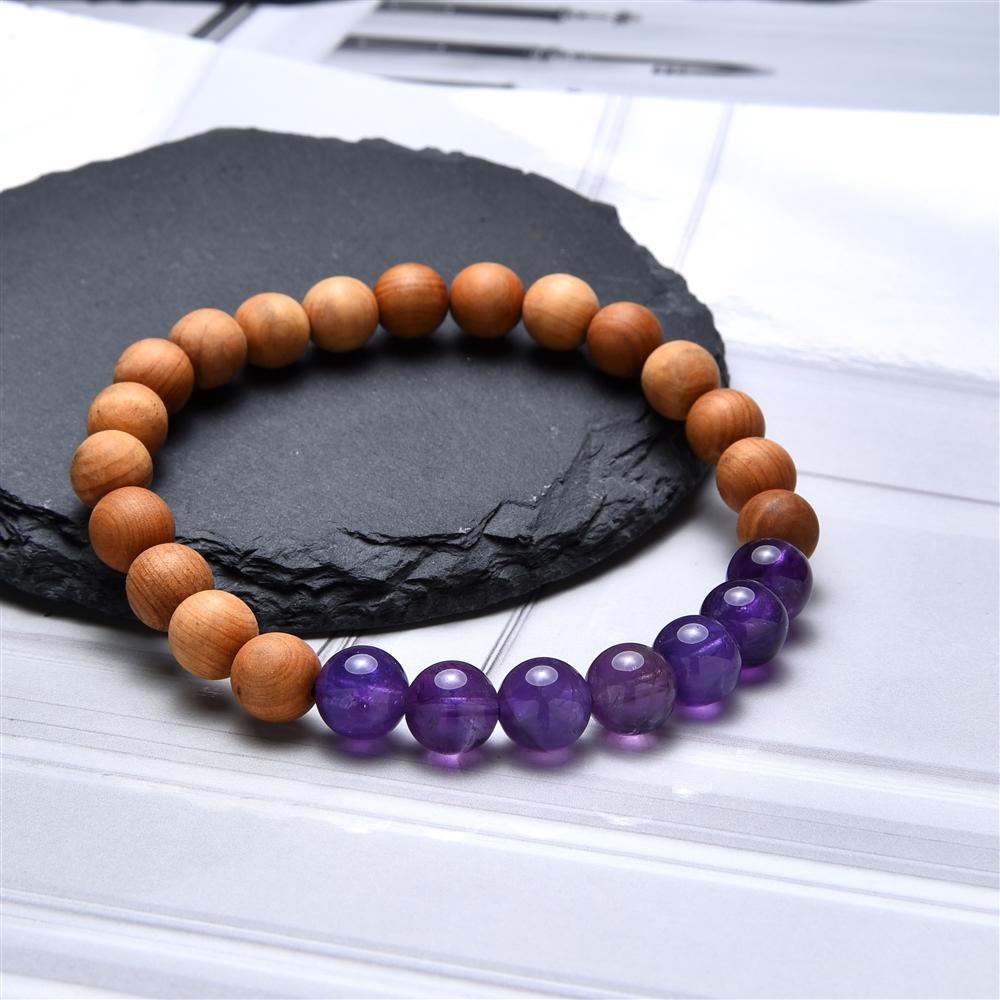 Armband, Amethyst, Sandelholz, 8mm, 20cm