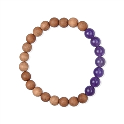 0601250161 Bracelet, amethyst, sandalwood, 8mm, 20cm | wholesaler gems & healing stones