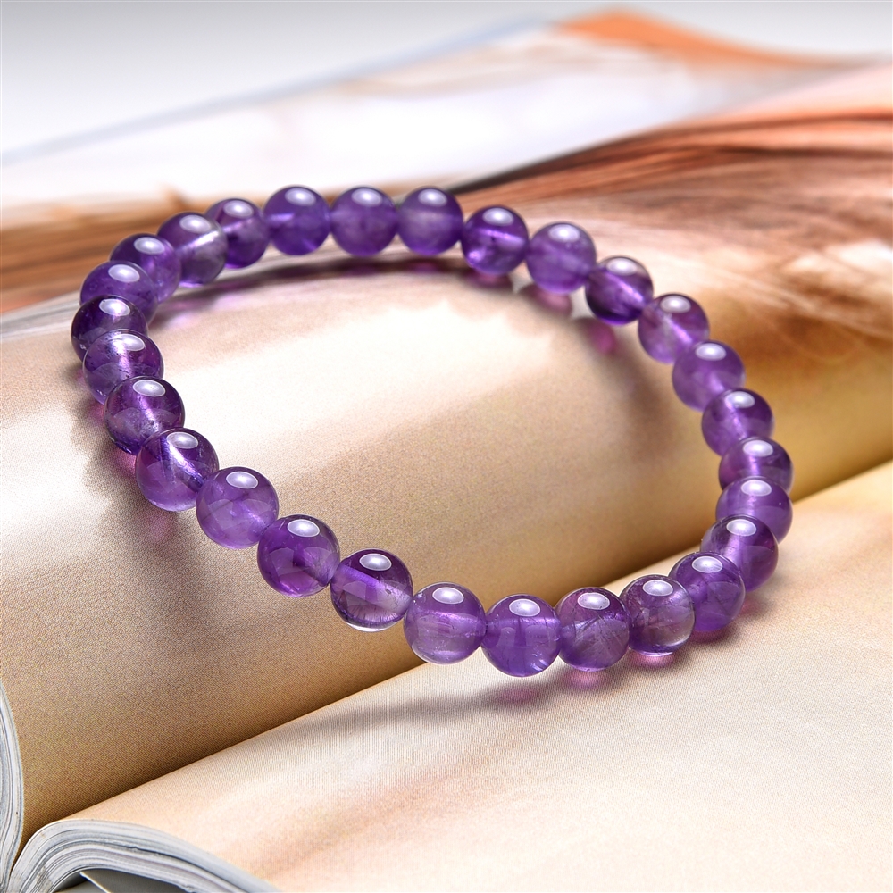 Armband, Amethyst, 06mm Kugeln, 15cm (für Kinder)