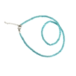 0602003006 Button faceted necklace, apatite A, 4mm/45cm | wholesaler gems & healing stones