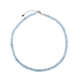 0602212206 Aquamarine necklace, beads (6,5mm), rhodium plated, extension chain | Marco Schreier