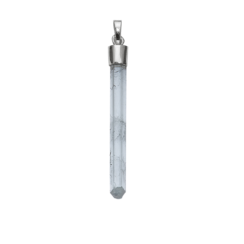 Aquamarine crystal pendant (raw), 4,0 - 5,0cm, platinum plated