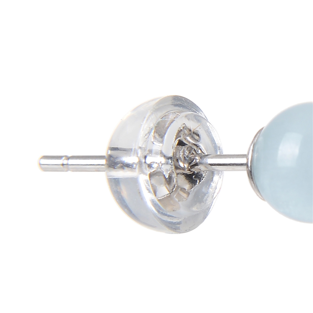 Ohrstecker Aquamarin, Kugel, 4mm, rhodiniert