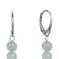 Earrings Aquamarine, 6mm balls, rhodium plated
