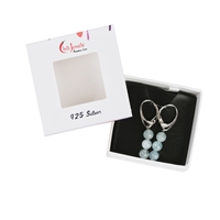 Earrings Aquamarine, 6mm balls, rhodium plated