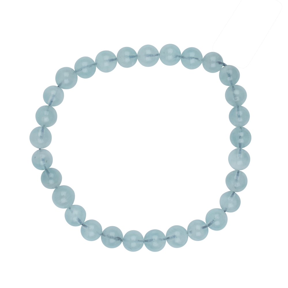Bracelet, Aquamarine, 07-08mm beads