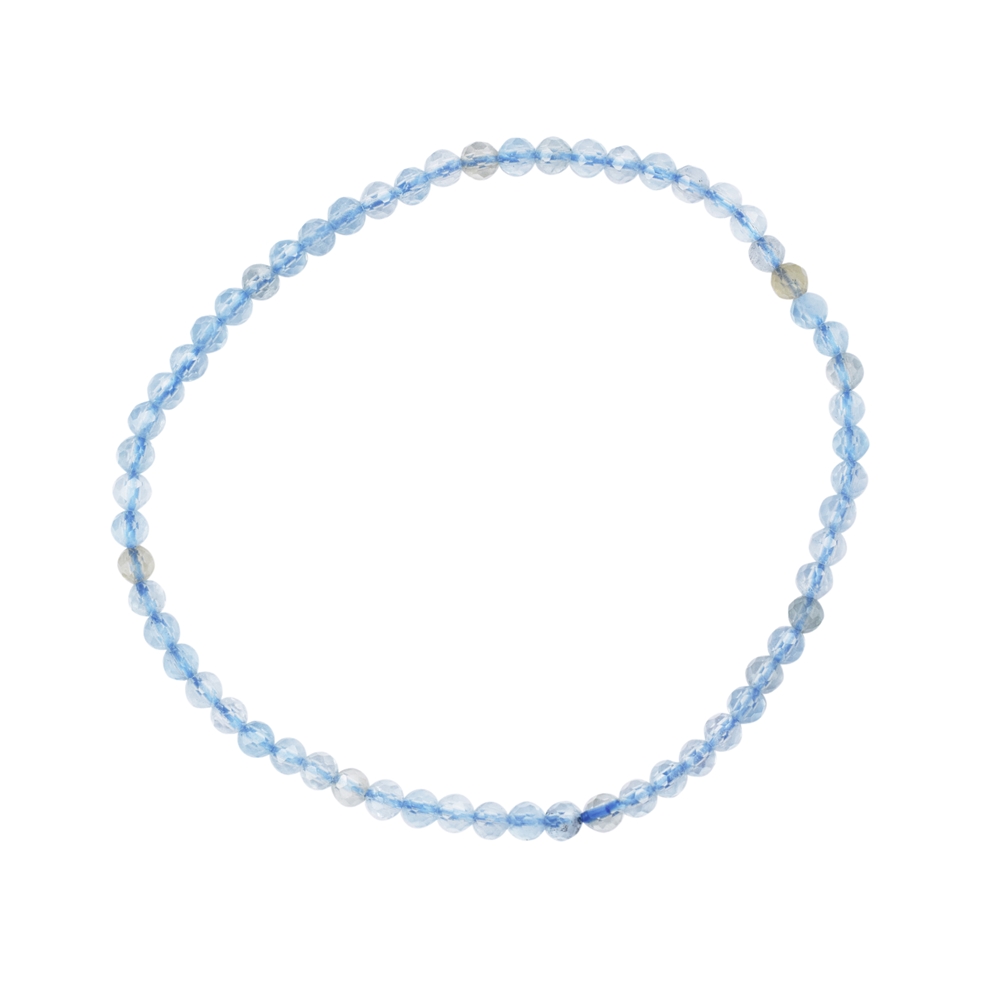 Bracelet, Aquamarine, 03mm beads, faceted
