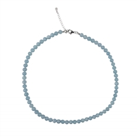 Bracelet Aquamarine, 06,5mm beads, extension chain, rhodium plated