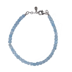 0602264240 Bracelet Aquamarine, 4mm cube faceted, extension chain, rhodium plated | Marco Schreier